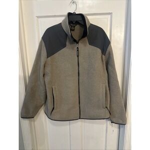 Woolrich Technowool Women's Large Full‎ Zip Wool Blend Jacket Beige Gray Vintage